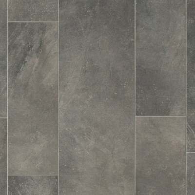 B&Q Modern Tile Effect Anti-Slip Vinyl Flooring For Home, Shops, Offices, 2.8Mm Thick Vinyl Sheet-1M(3'3") X 2M(6'6")-2M² Grey