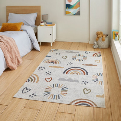 Multicoloured Pictorial 40mm Thick Stain-Resistant Rug For BedroomDining RoomEasy To Clean Modern Rug-80Cm X 150Cm from B&Q