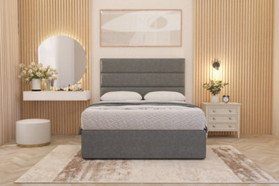 Somnior Beds Somnior Chambery Silver Linen Hybrid Pocket Sprung Orthopaedic Divan Bed Set With Upholstered Headboard