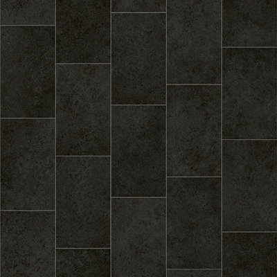  - Black Modern Tile Effect Anti-Slip Vinyl Flooring For HomeShopsOffices2.0mm Thick Vinyl Sheet-3M(9'9") X 3M(9'9")-9M²