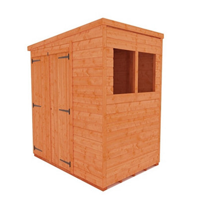 Horsforth 4 X 6 (1.23M X 1.75M) Wooden Tongue And Groove Pent Shed Double Doors (12mm T&g Floor And Roof) (4Ft X 6Ft) (4X6)