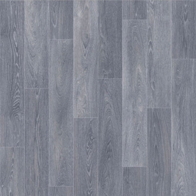  - Prime Oak 909D Grey Wood Effect Anti-Slip Vinyl Flooring For KitchenBathroom2.6mm Thick-2M(6'6") X 2M(6'6")-4M²