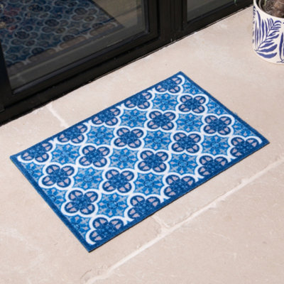 Artsy Doormats Blue Mosaic Tile Indoor Washable Doormat from B&Q