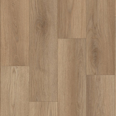  - Brown Modern Wood Effect Anti-Slip Vinyl Flooring For HomeShopsOffices2.8mm Thick Vinyl Sheet-1M(3'3") X 3M(9'9")-3M²