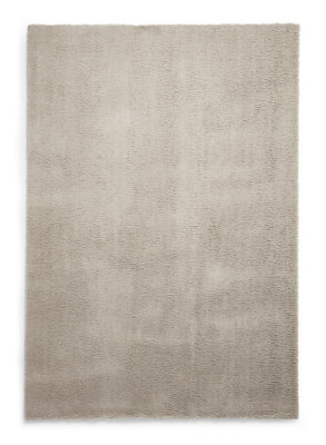 Silver Shaggy Washable Plain RugAnti-Shed Rug With 22mm ThicknessModern Rug For Bedroom& Diningroom-80Cm X 150Cm from B&Q