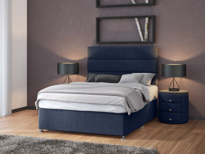 B&Q -  Midnight Linen Divan Base And Lined Headboard Super King