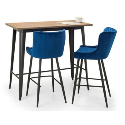 Ashfield Grafton Bar Table & 2 Luxe Blue Bar Stools