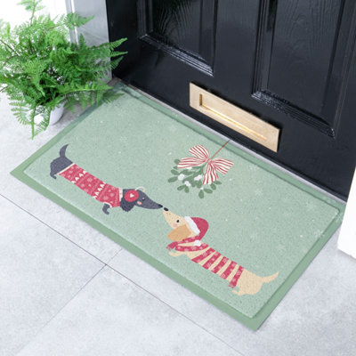 Artsy Doormats Christmas Sausage Dogs Indoor Outdoor Doormat from B&Q