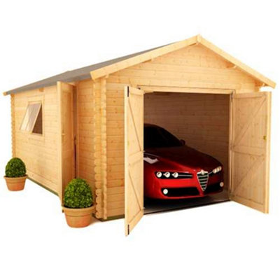 Horsforth 18Ft X 14Ft (5.48M X 4.26M) Monty Workshop 44mm Wooden Log Cabin (19mm Tongue And Groove Roof) (18 X 14) (18X14)