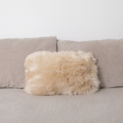 Native Natural Double Sided Beige Sheepskin Cushion 30X50Cm from B&Q