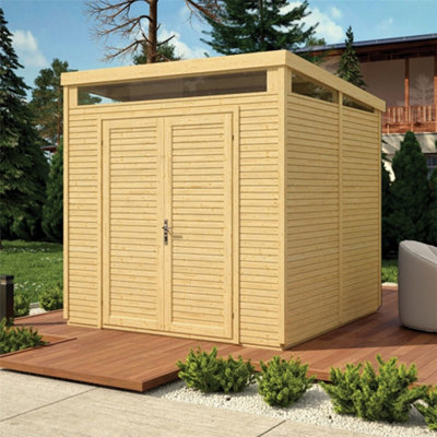 Cheshire 8 X 8 (2.4M X 2.4M) - Pent Security Shed - Double Doors - 19mm Tongue And Groove Walls & Floor