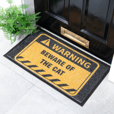 Native Natural Beware Of The Cat Doormat (70 X 40Cm) from B&Q