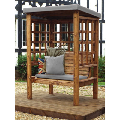 B&Q -  Traditional Ewolth Two Seater Arbour With 1 X Bench Cushion Grey & 1 X Scatter Cushion Grey