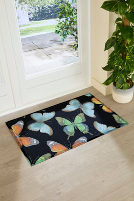 Artsy Doormats Black Watercolour Butterfly  Doormat (90 X 60Cm) from B&Q