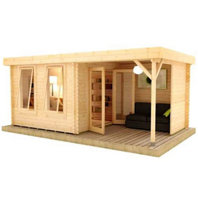 Horsforth 16Ft X 12Ft (4.87M X 3.65M) Yogi 44mm Wooden Log Cabin (19mm Tongue And Groove Floor And Roof) (16 X 12) (16X12)