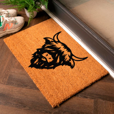 Artsy Doormats Cute Animal Highland Cow Doormat from B&Q