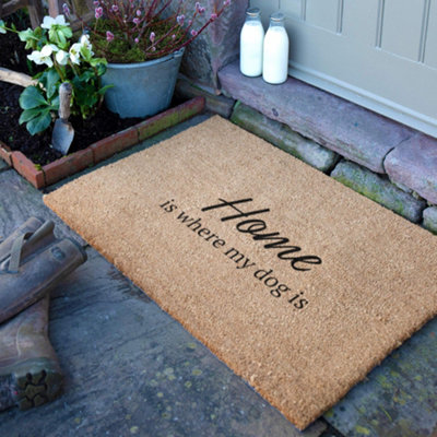 Artsy Doormats Home Is Where My Dog Is Coir Doormat (90 X 60Cm) from B&Q