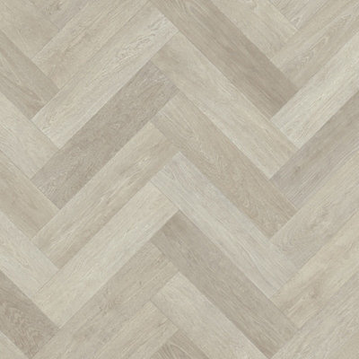 B&Q Wood Effect Herringbone Vinyl Flooring For Contract Commercial Use, 2.6Mm Thick Vinyl Sheet-1M(3'3") X 2M(6'6")-2M² Beige/Brown