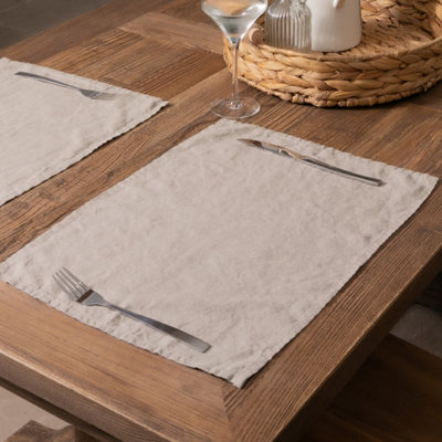 Native Natural Natural Set Of 4 100% Linen Placemats from B&Q