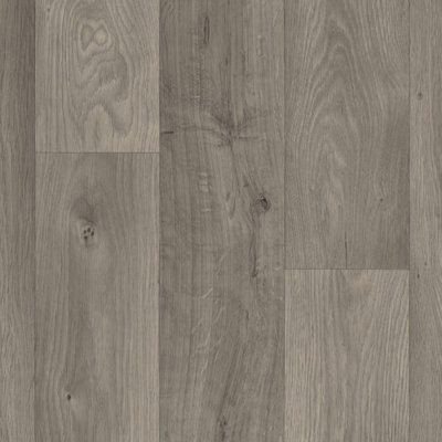  - Grey Wood Effect Vinyl Flooring For LivingroomKitchen2.8mm Thick Cushion Backed Vinyl Sheet -1M(3'3") X 2M(6'6")-2M²