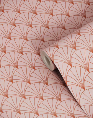 B&Q -  Eco-Friendly Pink Art Deco Arch Wallpaper