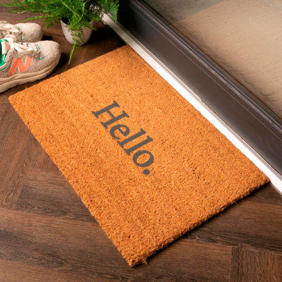 Artsy Doormats Grey Modern  Hello Dot Doormat from B&Q