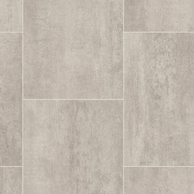  - Grey Stone Tile Effect Anti-Slip Vinyl Flooring For LivingroomKitchen2mm Felt Backing Vinyl Sheet -4M(13'1") X 2M(6'6")-8M²