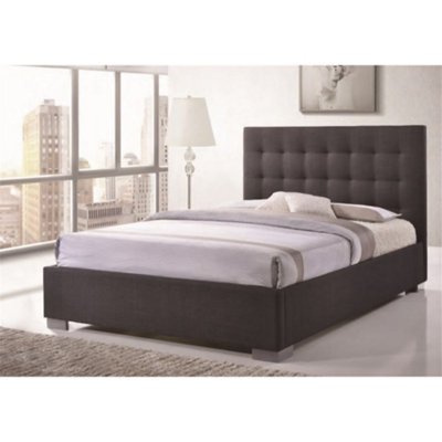 TL Beds Chrome Footed Grey Tall Headboard Fabric Bed FrameKing 5Ft from B&Q