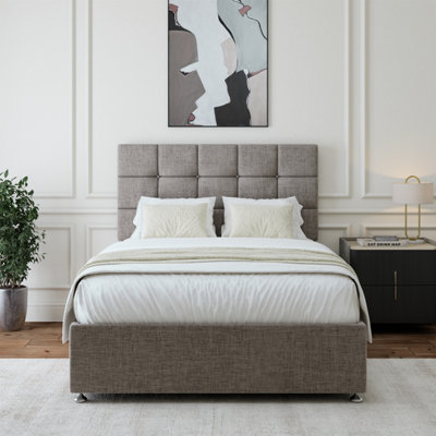 B&Q -  Slate Linen 2 Drawer Divan Base And Square Headboard King Size