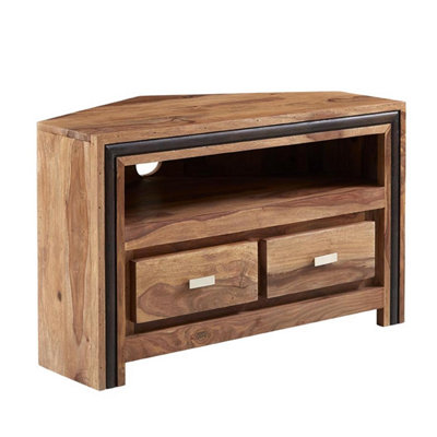 Worcester Jockey Sheesham Corner Tv Unit from B&Q