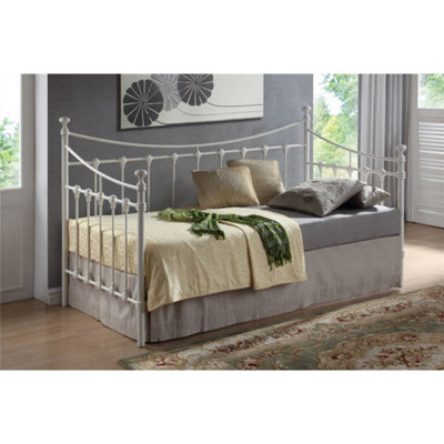 TL Beds Shell Detailed Ivory Metal Day Bed FrameSingle 3Ft from B&Q