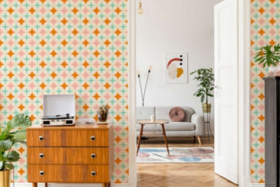 B&Q -  Eco-Friendly Multicolour Retro Star Wallpaper