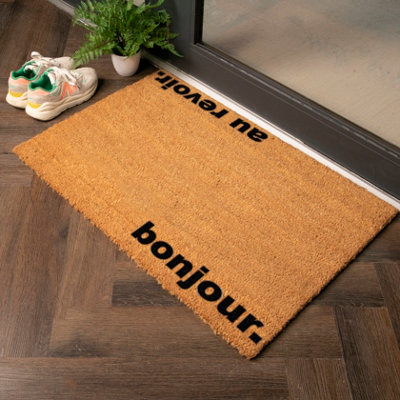 B&Q -  Bonjour Au Revoir Country Size Coir Doormat