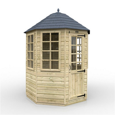 6Ft X 6Ft (1810mm X 1810mm) Horsforth Elite Pressure Treated Shiplap Octagonal Summerhouse With 4 Windows