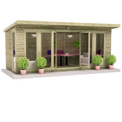 Horsforth 18Ft X 8Ft (5.48M X 2.43M) Wooden Garden Room 16mm Tongue And Groove (16mm Tongue And Groove Floor And Roof) (18 X 8) (18X8)