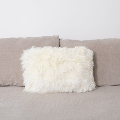 Native Natural Double Sided Ivory White Sheepskin Cushion 30X50Cm from B&Q