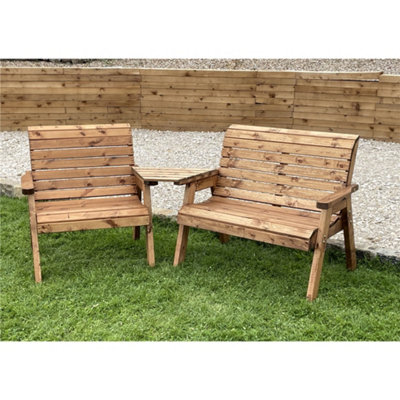 B&Q -  Wooden Grand Three Seater Angled Companion Set