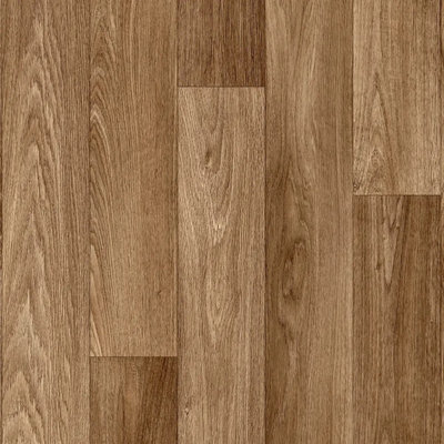  - Brown Wood Effect Anti-Slip Vinyl Flooring For KitchenBathroomLivingroom4.50mm Thick Vinyl Sheet-3M(9'9") X 3M(9'9")-9M²