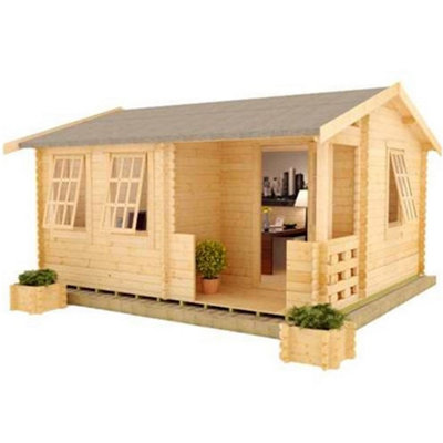 Horsforth 16Ft X 14Ft (4.87M X 4.26M) Amber 44mm Wooden Log Cabin (19mm Tongue And Groove Floor And Roof) (16 X 14) (16X14)