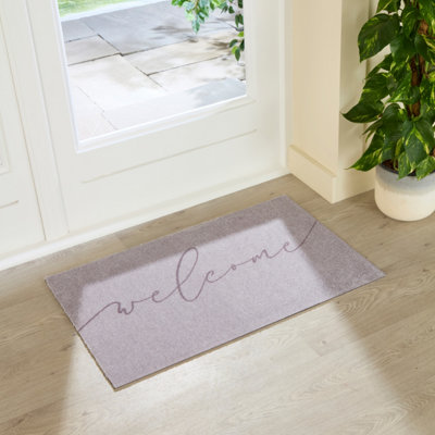 Artsy Doormats Taupe Welcome Indoor Washable Doormat 80X50cm