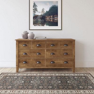  - Beige Bordered Floral Rug For Bedroom& Living Room7mm Thick Stain-Resistant Traditional Rug160Cm X 230Cm