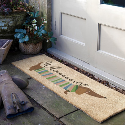 Artsy Doormats Welcome Sausage Dog Coir Doormat (120 X 40Cm) from B&Q