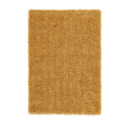 Ochre Plain Shaggy RugHandmade Modern RugOchre Shaggy Rug For BedroomLiving Room& Dining Room-60Cm X 110Cm from B&Q
