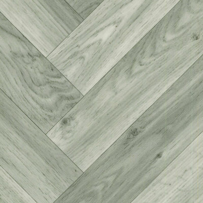 B&Q Grey Anti-Slip Wood Effect Herringbone Vinyl Flooring For Livingroom, Kitchen, 2Mm Thick Vinyl Sheet -7M(23') X 4M(13'1")-28M²