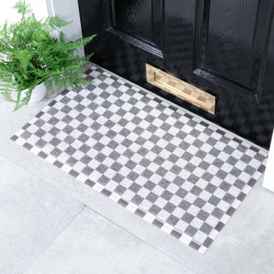 B&Q -  Grey Check Doormat (70 X 40Cm)