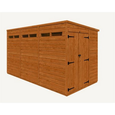 Horsforth 12 X 6 (3.53M X 1.75M) Wooden T&g Double Doors Security Garden Pent Shed (12mm T&g Floor And Roof) (12Ft X 6Ft) (12X6)