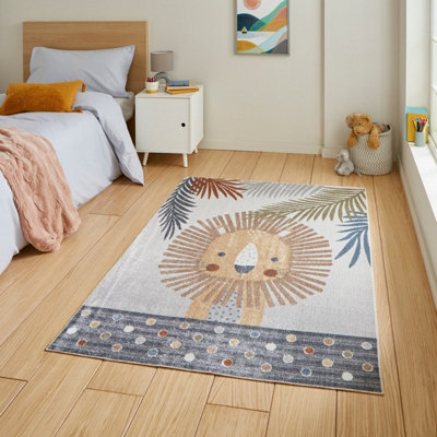 Multicolour Animal 40mm Pile Kids Stain-Resistant Rug For BedroomDining RoomEasy To Clean Modern Rug-80Cm X 150Cm from B&Q