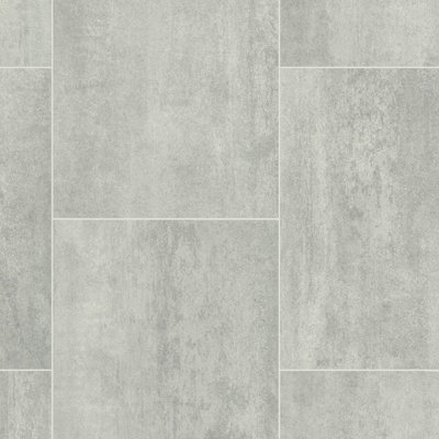  - Grey Tile Effect Anti-Slip Vinyl Flooring For LivingroomKitchen2.0mm Felt Backing Vinyl Flooring-7M(23') X 4M(13'1")-28M²