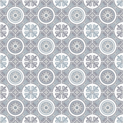 B&Q Designer Vinyl Flooring For Livingroom, Kitchen, 2.7Mm Thick Cushion Backed Vinyl Sheet-3M(9'9") X 2M(6'6")-6M² White/Grey