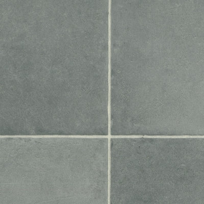  - Anti-Slip Grey Stone Effect Vinyl Flooring For LivingroomKitchen2mm Thick Cushion Backed Vinyl Sheet-3M(9'9") X 3M(9'9")-9M²